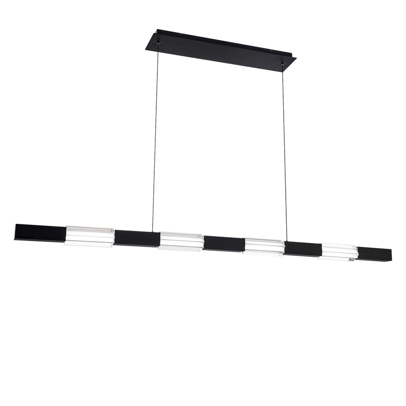 WAC Lighting Super Star 60in 4-Light Linear Pendant | Contemporary Black Aluminum and Clear K5 Crystal | Kitchen Island & Dining Room | Model PD-15560-BK