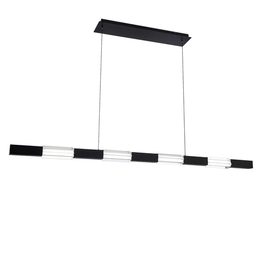 WAC Lighting Super Star 60in 4-Light Linear Pendant | Contemporary Black Aluminum and Clear K5 Crystal | Kitchen Island & Dining Room | Model PD-15560-BK