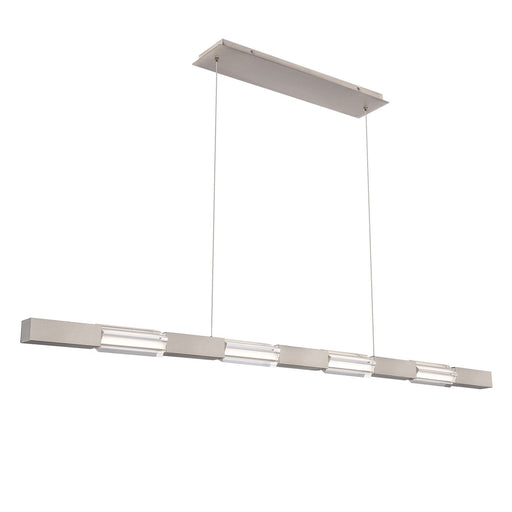 WAC Lighting Super Star 60in 4-Light Linear Pendant | Contemporary Brushed Nickel and Clear K5 Crystal | Kitchen Island & Dining Room | Model PD-15560-BN