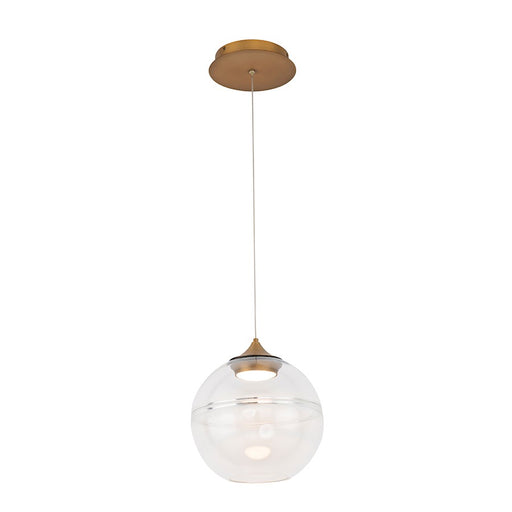 dweLED Bistro LED 1 Light Pendant 3000K, Aged Brass/Clear