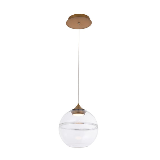 dweLED Bistro LED 1 Light Pendant 3000K, Aged Brass/Clear