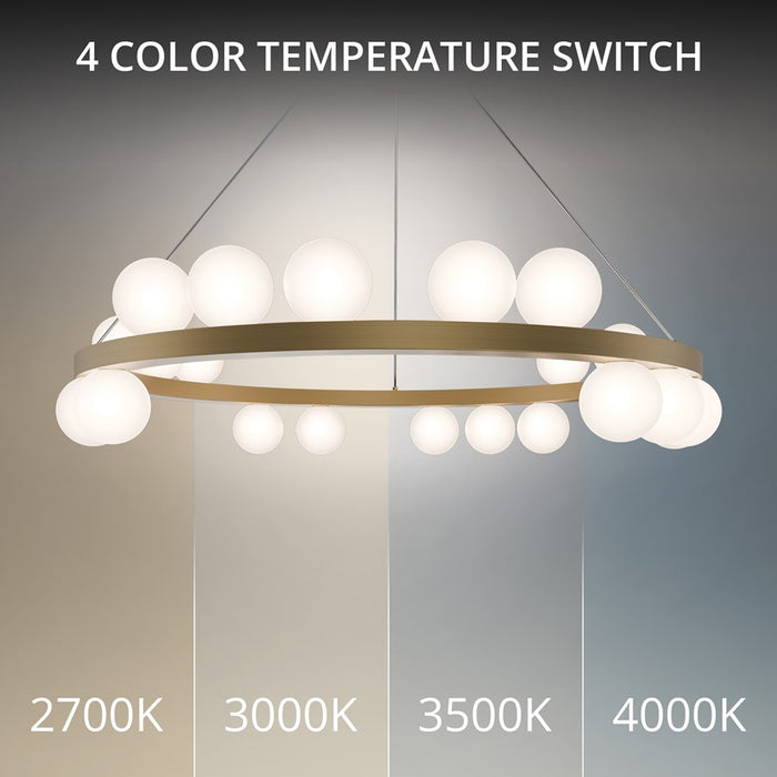 dweLED Carousel 21Lt 28" Chandelier/3000K, Brass/Frosted