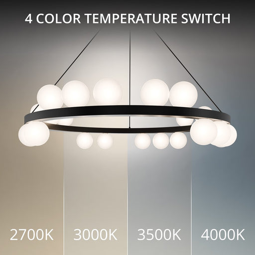 dweLED Carousel 21 Light 28" Chandelier/3000K, Black/Frosted