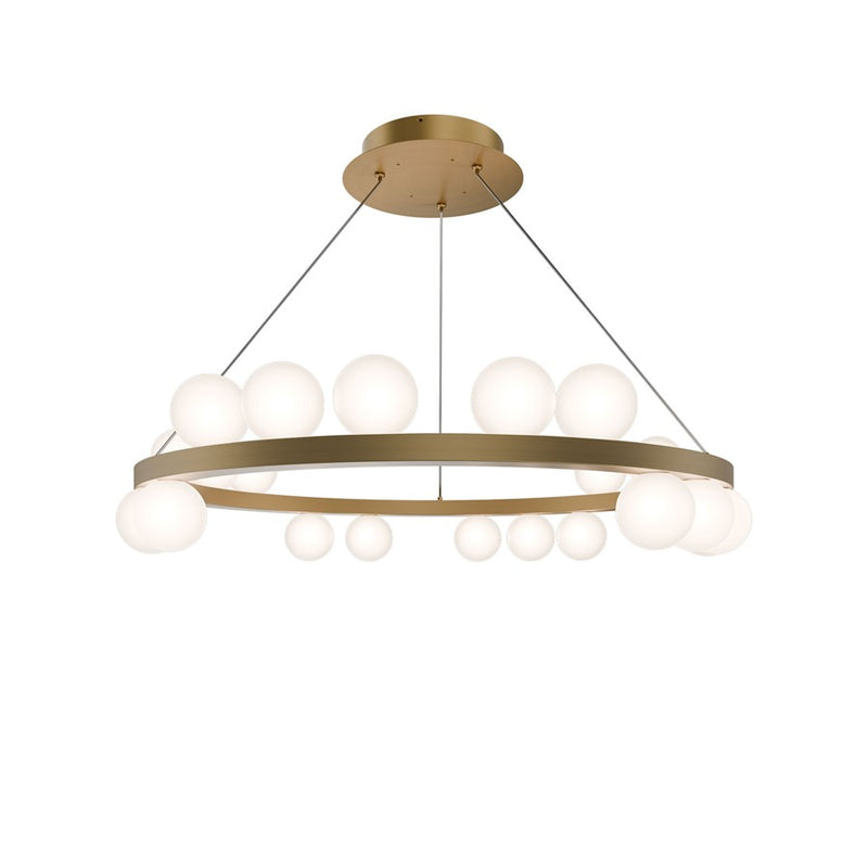 dweLED Carousel 21Lt 28" Chandelier/3500K, Brass/Frosted - PD-21528-35-AB