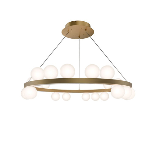 dweLED Carousel 21Lt 28" Chandelier/3500K, Brass/Frosted - PD-21528-35-AB