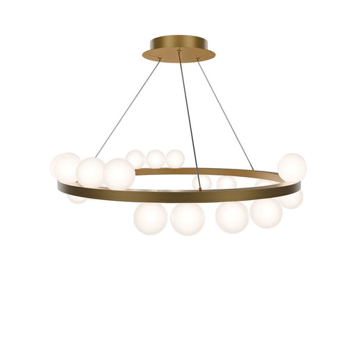 dweLED Carousel 21Lt 28" Chandelier/3500K, Brass/Frosted