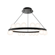 dweLED Carousel 21 Light 28" Chandelier/3500K, Black/Frosted - PD-21528-35-BK
