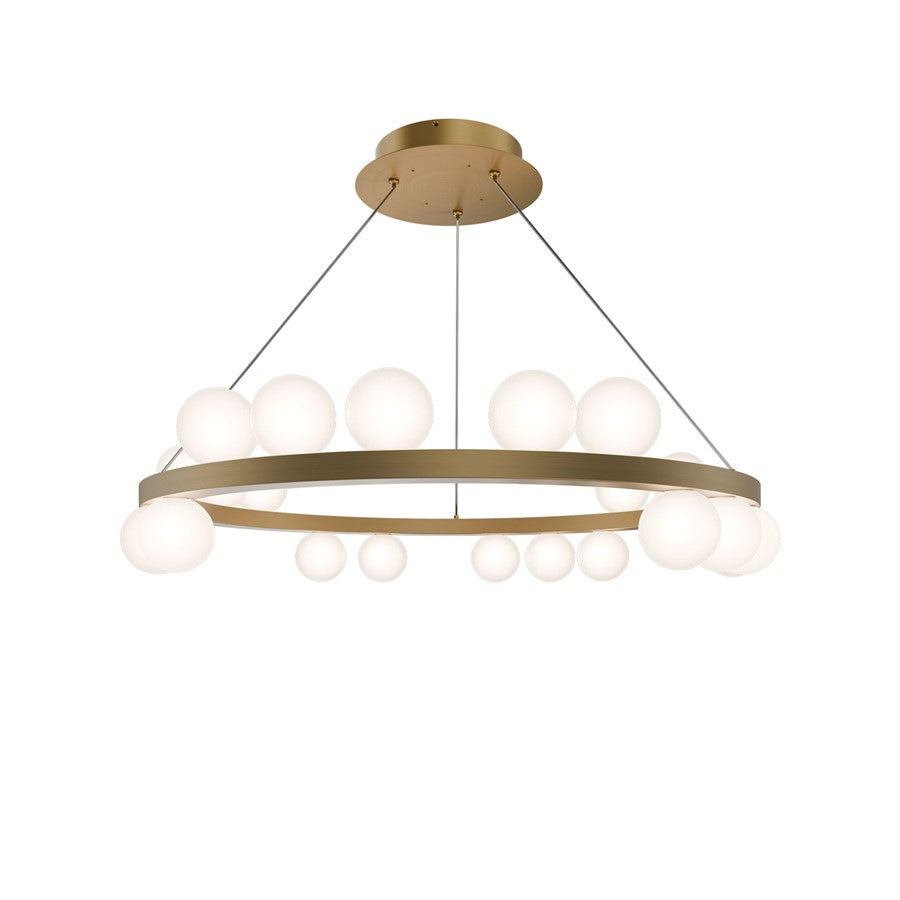 dweLED Carousel 21Lt 28" Chandelier/4000K, Brass/Frosted - PD-21528-40-AB