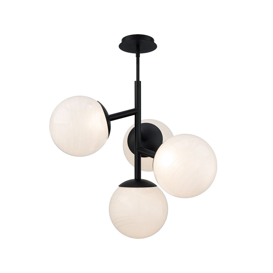 dweLED Quatrro 4 Light 27" Pendant/2700K, Black/Frosted - PD-23527-27-BK