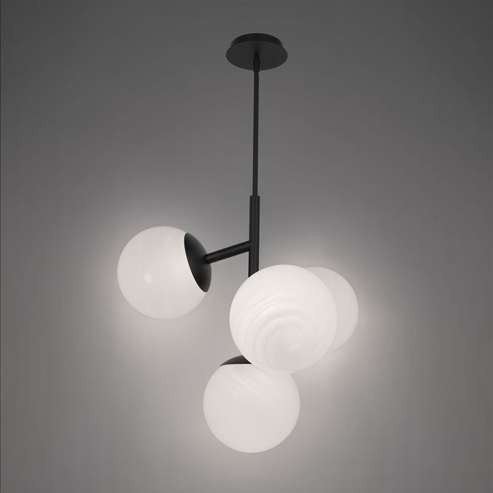 dweLED Quatrro 4 Light 27" Pendant/3000K, Black/Frosted