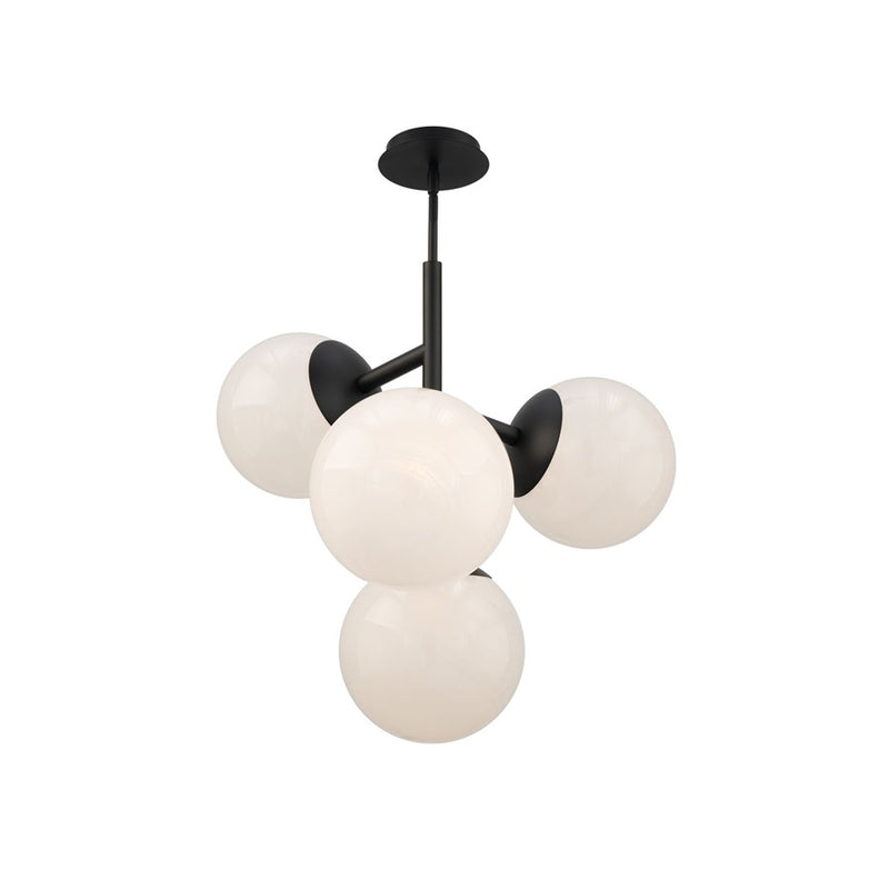 dweLED Quatrro 4 Light 27" Pendant/3500K, Black/Frosted