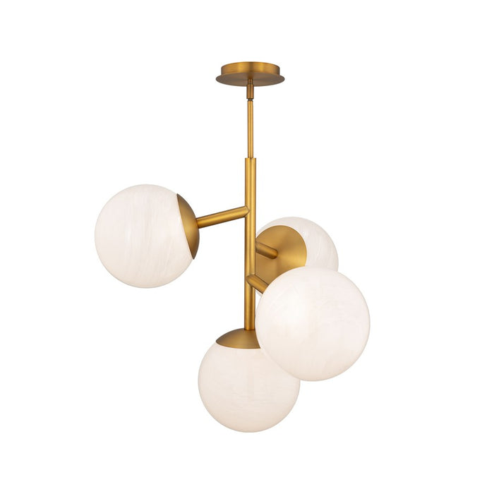 dweLED Quatrro 4 Light 27" Pendant/4000K, Aged Brass/Frosted