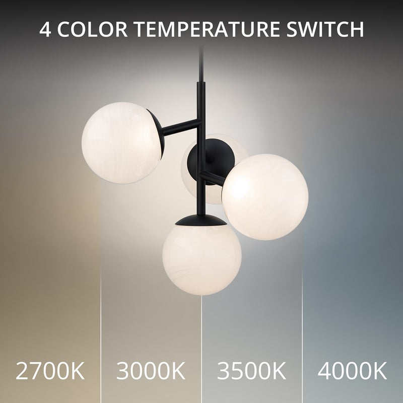 dweLED Quatrro 4 Light 27" Pendant/4000K, Black/Frosted