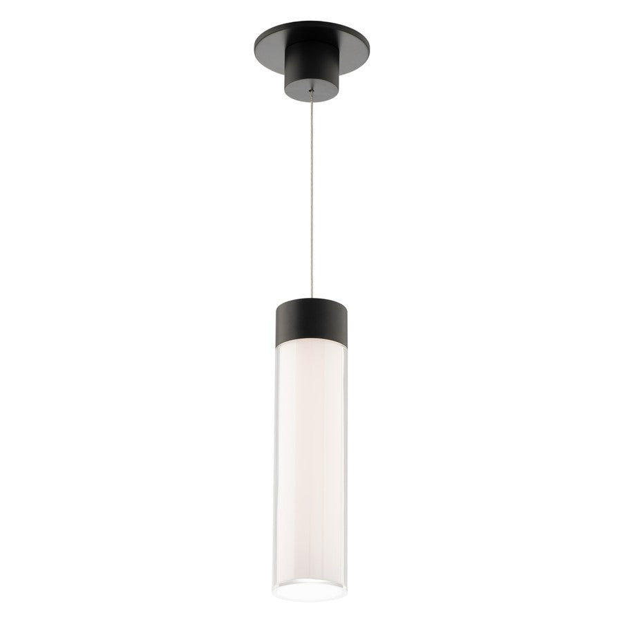 WAC Twist-N-Lite 1Lt LED Cylinder Pendant, Black/Clear/White