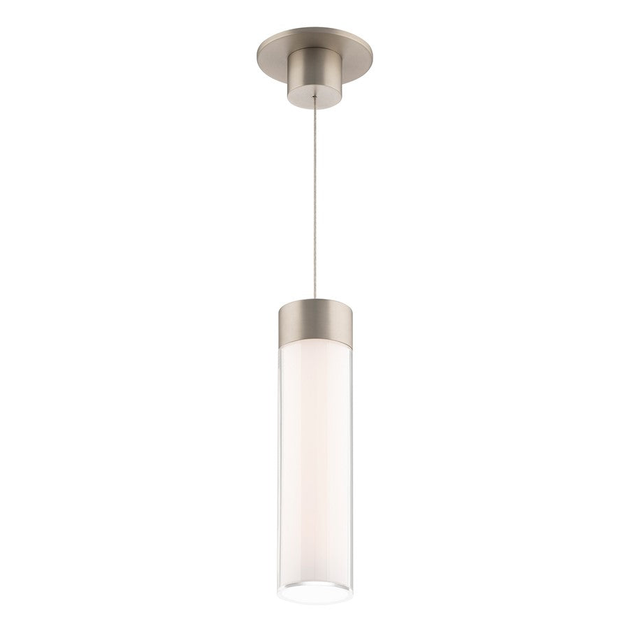 WAC Twist-N-Lite 1Lt LED Cylinder Pendant, Nickel/Clear/White