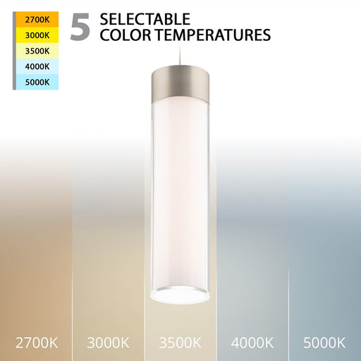 WAC Twist-N-Lite 1Lt LED Cylinder Pendant, Nickel/Clear/White