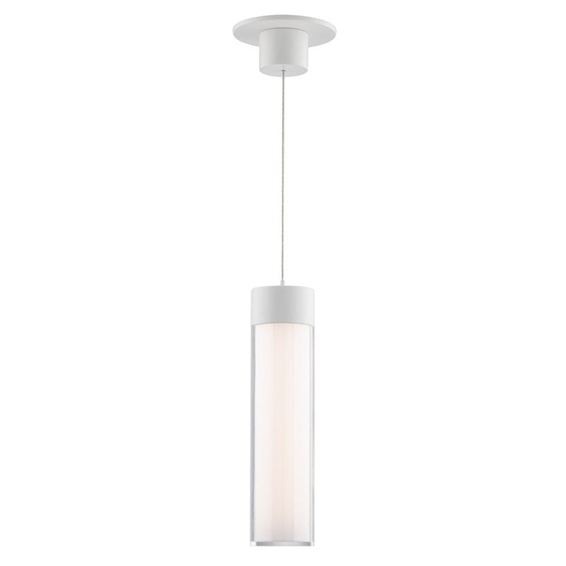WAC Twist-N-Lite 1Lt LED Cylinder Pendant, White/Clear/White - PD-240212-CS-WT