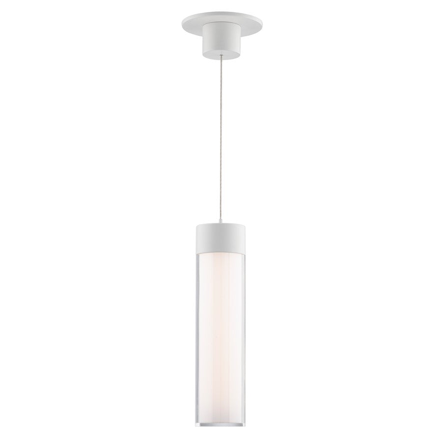 WAC Twist-N-Lite 1Lt LED Cylinder Pendant, White/Clear/White - PD-240212-CS-WT