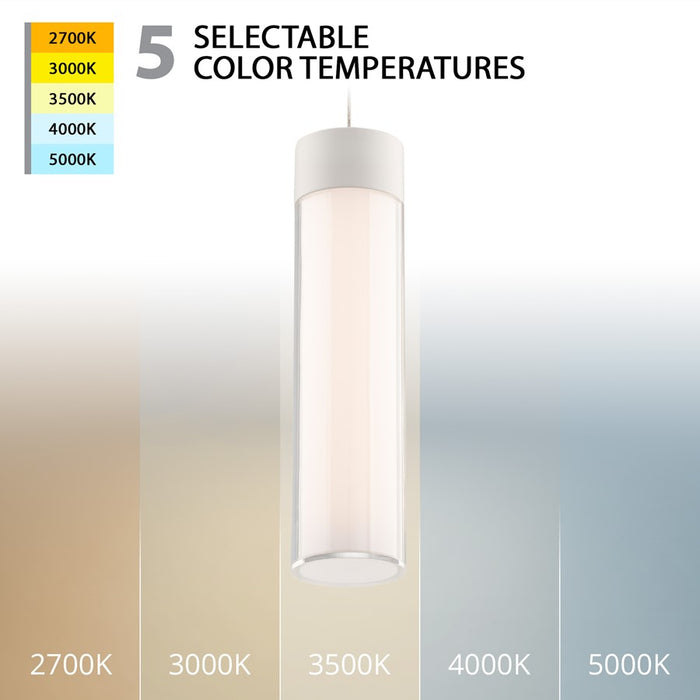 WAC Twist-N-Lite 1Lt LED Cylinder Pendant, White/Clear/White