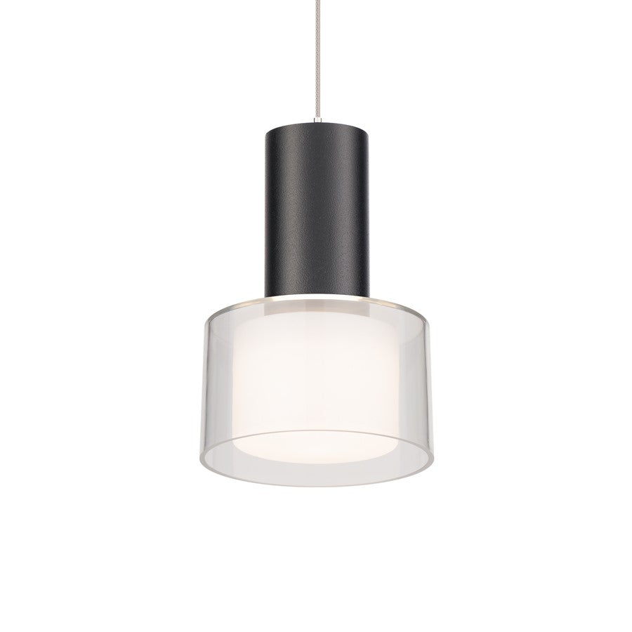 WAC Twist-N-Lite 1Lt LED Torch Pendant, Black/Clear/White - PD-250905-CS-BK