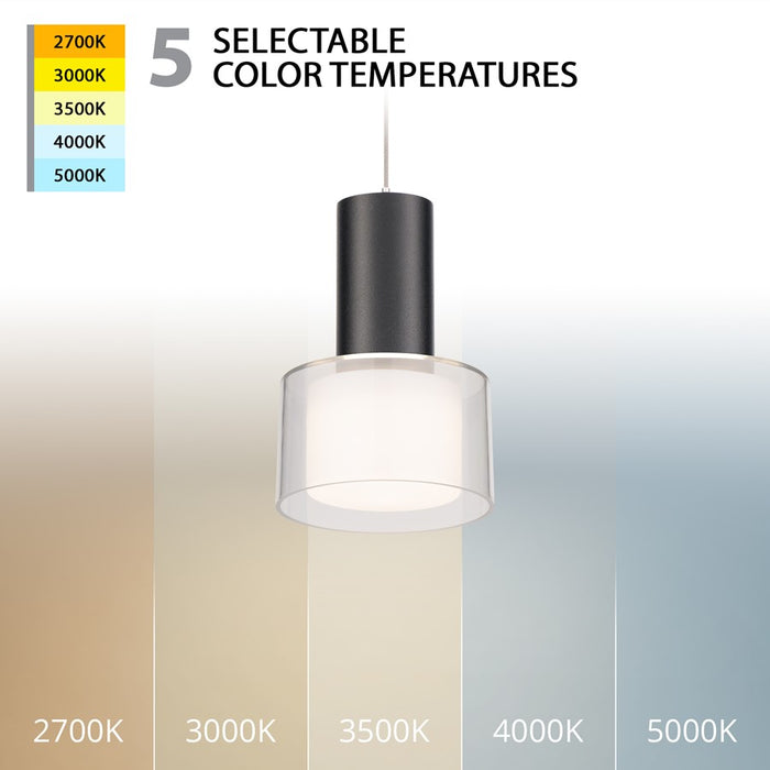 WAC Twist-N-Lite 1Lt LED Torch Pendant, Black/Clear/White