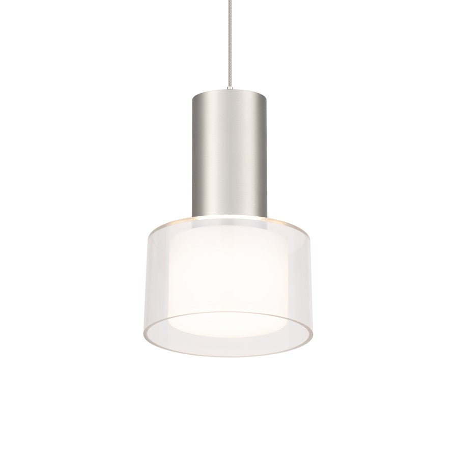 WAC Twist-N-Lite 1Lt LED Torch Pendant, Nickel/Clear/White - PD-250905-CS-BN