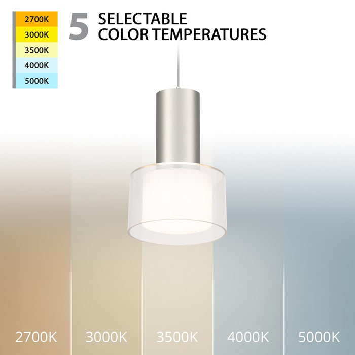 WAC Twist-N-Lite 1Lt LED Torch Pendant, Nickel/Clear/White