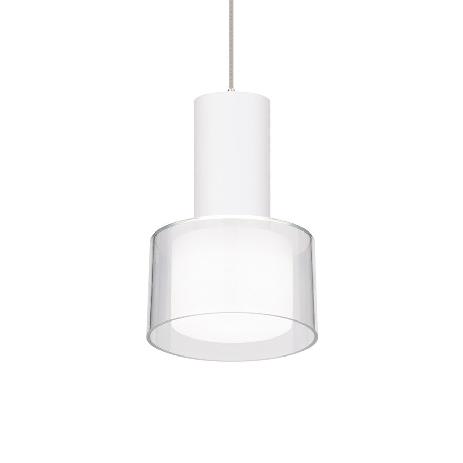 WAC Twist-N-Lite 1Lt LED Torch Pendant, White/Clear/White - PD-250905-CS-WT