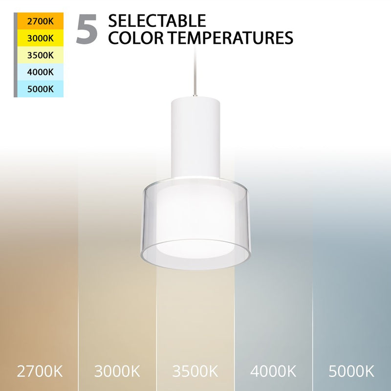 WAC Twist-N-Lite 1Lt LED Torch Pendant, White/Clear/White