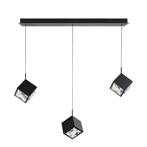 dweLED Ice Cube 3Lt Linear Multi LED Pendant 27-30-35-40K, Black - PD-29303L-BK