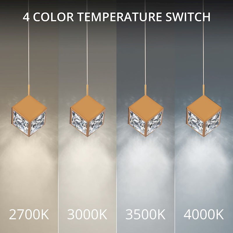 dweLED Ice Cube 5Lt Linear Multi LED Pendant 27-30-35-40K, Brass