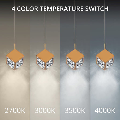 dweLED Ice Cube 5Lt Linear Multi LED Pendant 27-30-35-40K, Brass