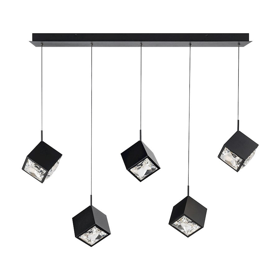 dweLED Ice Cube 5Lt Linear Multi LED Pendant 27-30-35-40K, Black - PD-29305L-BK