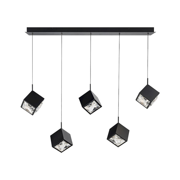 dweLED Ice Cube 5Lt Linear Multi LED Pendant 27-30-35-40K, Black