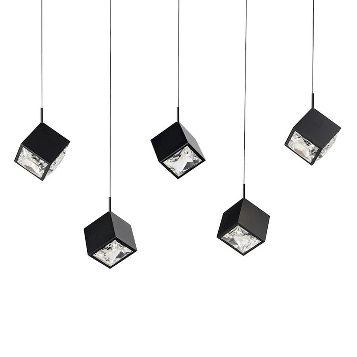 dweLED Ice Cube 5Lt Linear Multi LED Pendant 27-30-35-40K, Black