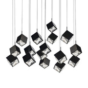 dweLED Ice Cube 14Lt Linear Multi LED Pendant 27-30-35-40K, Black - PD-29314L-BK
