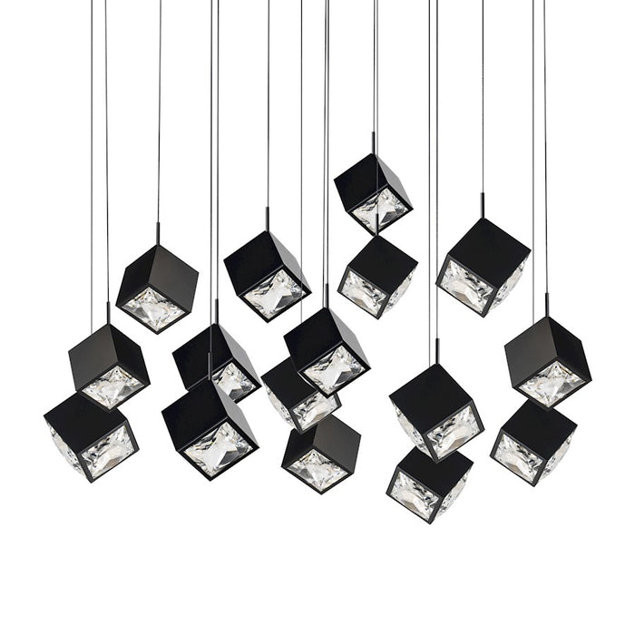 dweLED Ice Cube 14Lt Linear Multi LED Pendant 27-30-35-40K, Black - PD-29314L-BK