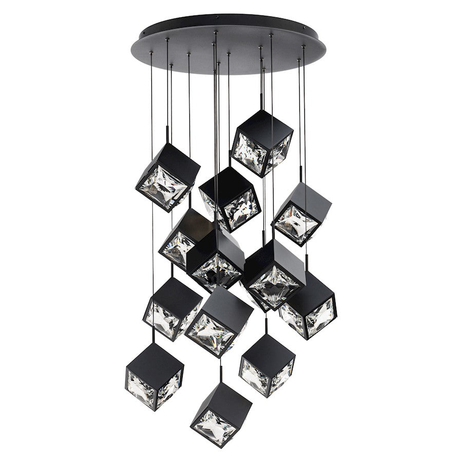 dweLED Ice Cube 15Lt Round Multi LED Pendant 27-30-35-40K, Black - PD-29315R-BK