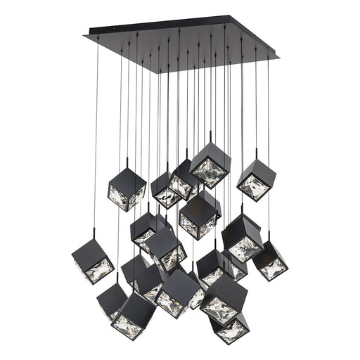 dweLED Ice Cube 25Lt Square Multi LED Pendant 27-30-35-40K, Black - PD-29325S-BK