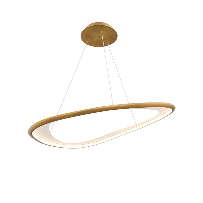 dweLED Oyster 1Lt 33" Pendant/2700K, Brass/White Opaque - PD-41433-27-AB
