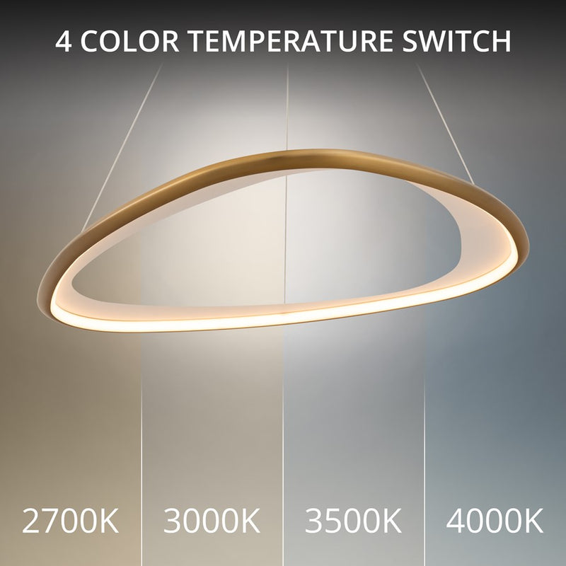 dweLED Oyster 1Lt 33" Pendant/3500K, Brass/White Opaque