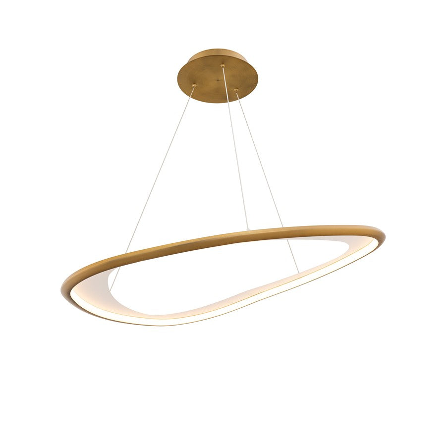 dweLED Oyster 1Lt 33" Pendant/4000K, Brass/White Opaque - PD-41433-40-AB