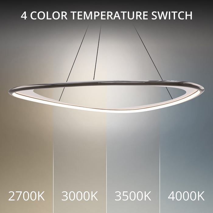 dweLED Oyster 1Lt 42" Pendant/2700K, Black Chrome/White Opaque