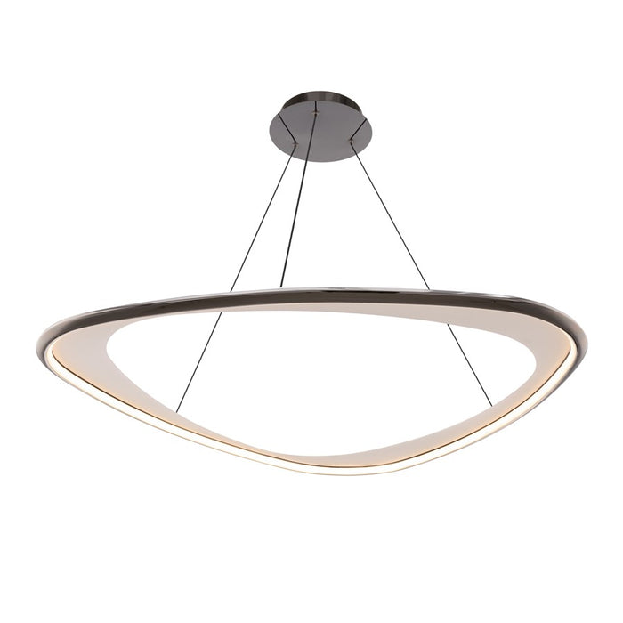 dweLED Oyster 1Lt 42" Pendant/3000K, Black Chrome/White Opaque - PD-41442-30-BC