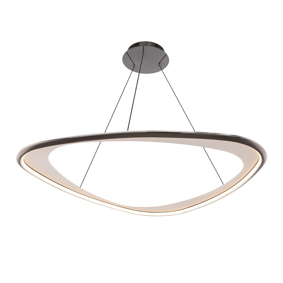 dweLED Oyster 1Lt 42" Pendant/3000K, Black Chrome/White Opaque - PD-41442-30-BC