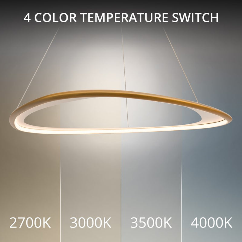 dweLED Oyster 1Lt 42" Pendant/3500K, Brass/White Opaque