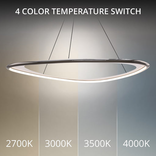 dweLED Oyster 1Lt 42" Pendant/3500K, Black Chrome/White Opaque