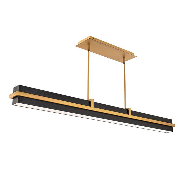 dweLED Desmond Linear 48" Pendant/3500K, Black/Brass/Frost - PD-41548-35-BK-AB