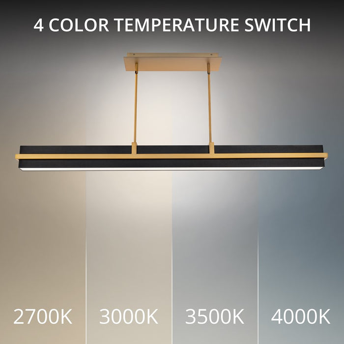 dweLED Desmond Linear 48" Pendant/3500K, Black/Brass/Frost
