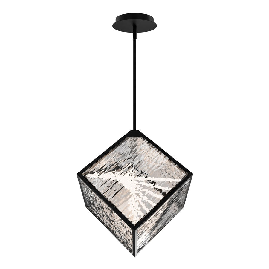 dweLED Dyce 1 Light Pendant, Black/Ripple Clear - PD-43517-BK